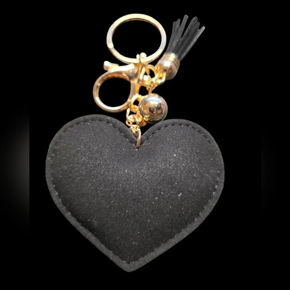 Heart Shaped New York Bag Charm Keychain with Crystals